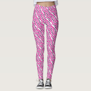 Legging O alfabeto rotula caneleiras cor-de-rosa roxas do