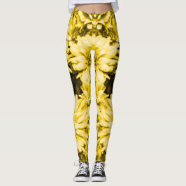 Legging O amarelo floresce caneleiras
