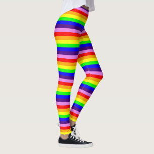 Legging O arco-íris colore listras magros horizontais