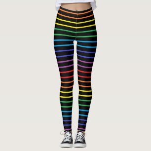 Legging O arco-íris esboçado listra o preto