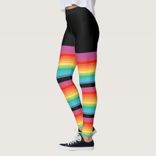 Legging O arco-íris listra meias apertadas falsificadas d