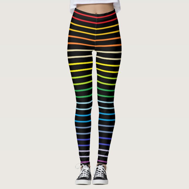 Legging O arco-íris mais largo esboçado do espectro listra (Frente)
