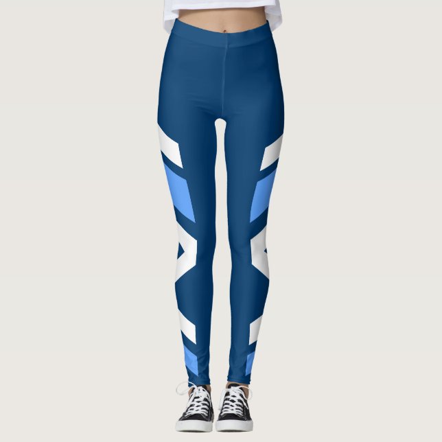Legging O azul assimétrico da banda lateral protege (Frente)