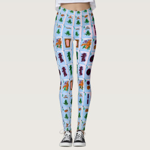 Legging O azul do Mah Jongg telha caneleiras