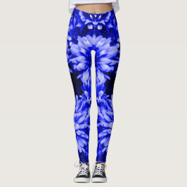 Legging O azul floresce caneleiras