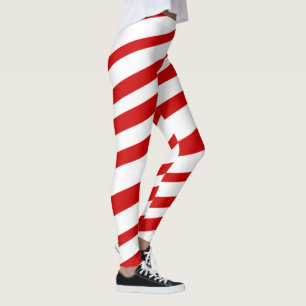 Legging O bastão de doces branco vermelho listra feriados