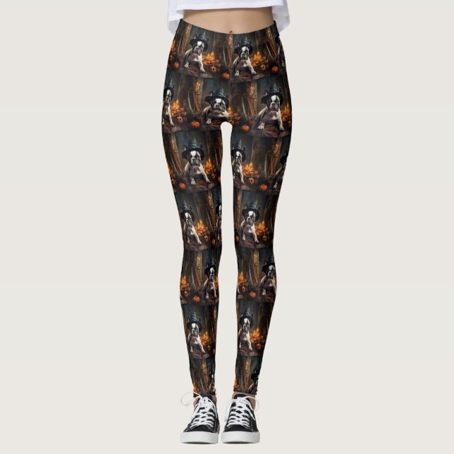 Legging O Bulldog Francês Pumpkins Halloween Assustado (Frente)
