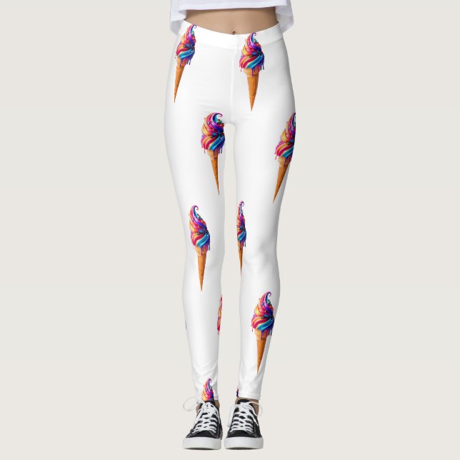 Legging O clássico vibrante cone de sorvete da SlipperyJoe (Frente)