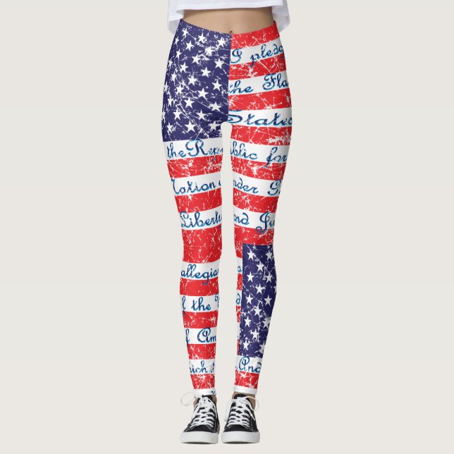 Legging O Compromisso de Lealdade EUA Flag (Frente)
