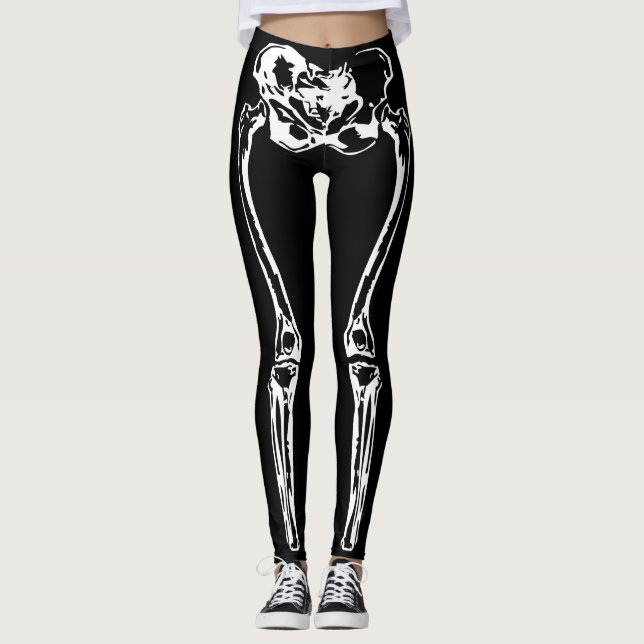 Legging O esqueleto assustador desossa o Dia das Bruxas (Frente)