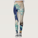 Legging O Excelente Hokusai desceu de Kanagawa. Vintage ja<br><div class="desc">Katsushika Hokusai "A Onda de Excelente de Kanagawa" leggings. Ilustração do japão Vintage.</div>