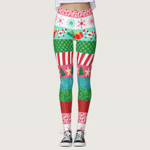 Legging O feriado colorido listra caneleiras