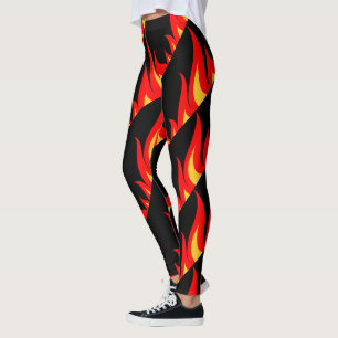 Legging O fogo vermelho quente arde caneleiras do gym da