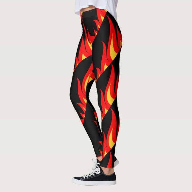 Legging O fogo vermelho quente arde caneleiras do gym da (Esquerda)
