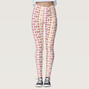 Legging O ikat vermelho geométrico listra o teste padrão