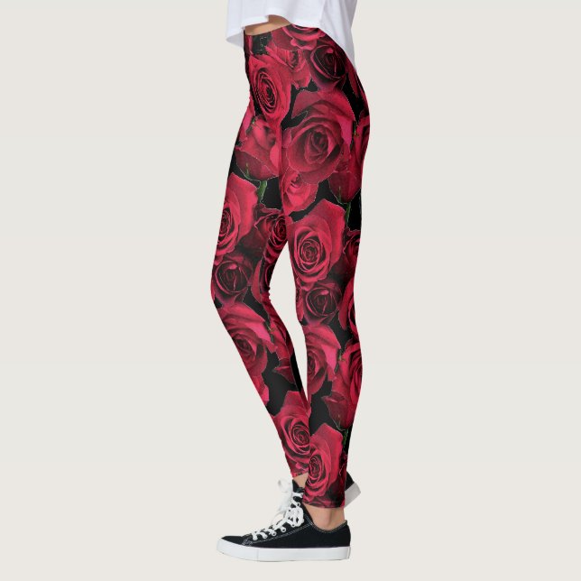 Legging O jardim de rosa vermelha floral floresce (Esquerda)