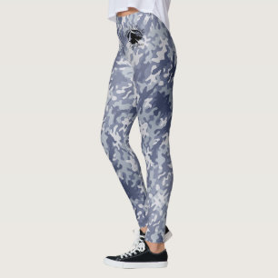 Legging O louro & quebrou - caneleiras azuis da camuflagem