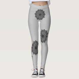 Legging O Luxury Black Mandala desenhou leggings.