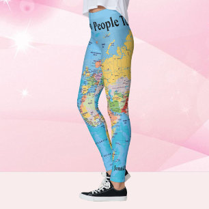 Legging O Mapa Mundial Leggg SEU NOME Yoga Pants S to XL
