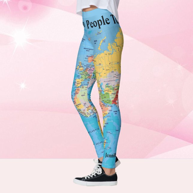 Legging O Mapa Mundial Leggg SEU NOME Yoga Pants S to XL (Criador carregado)