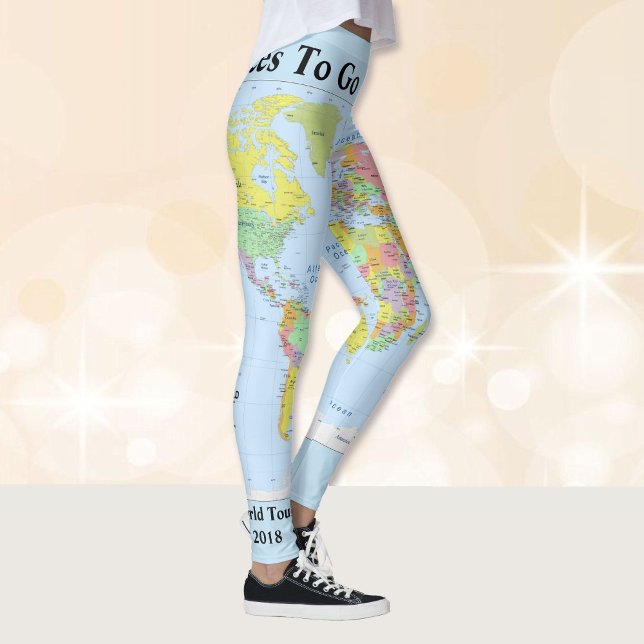 Legging O Mapa Mundial Leggg SEU NOME Yoga Pants S to XL (Criador carregado)
