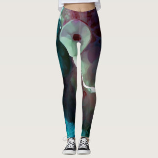 Legging O oceano encontra caneleiras pintadas terra