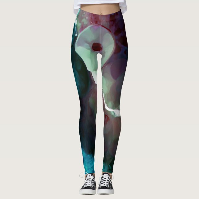 Legging O oceano encontra caneleiras pintadas terra (Frente)