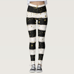Legging O ouro Stars listras preto e branco
