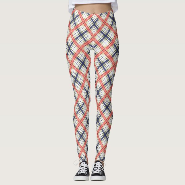 Legging O padrão de abstrato com linha de xadrez sem marca (Frente)