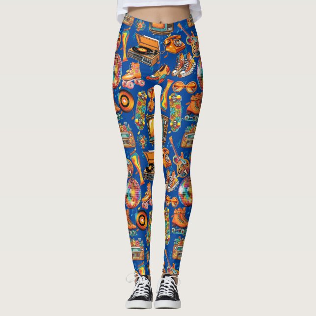Legging O padrão de batimento retrorreflector 4 azul BG (Frente)