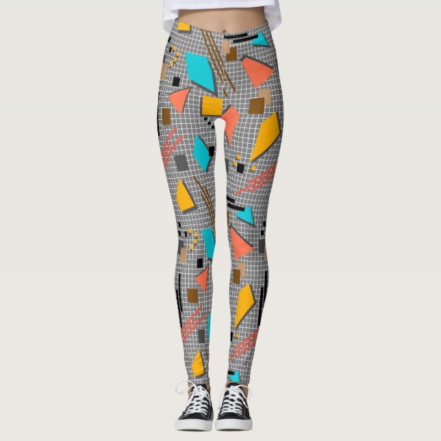 Legging O padrão de memórias geométricas escolares sem cos (Frente)