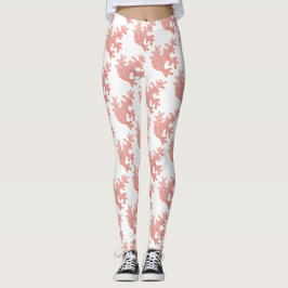 Legging O pastel cor-de-rosa brilha no padrão branco