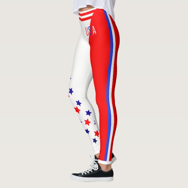 Legging O Patriota Americano mais recente de estrelas e ri (Esquerda)