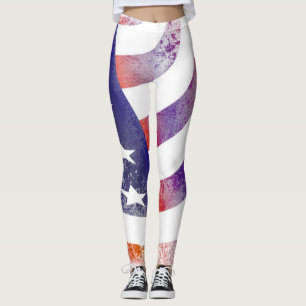 Legging O patriota patriótico grunge que corre a bandeira