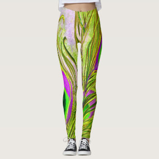 Legging O pavão dourado empluma-se caneleiras