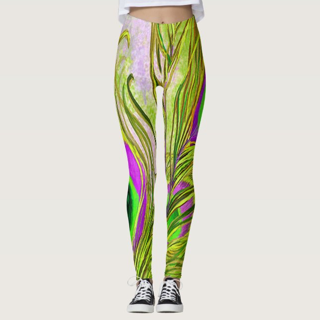 Legging O pavão dourado empluma-se caneleiras (Frente)
