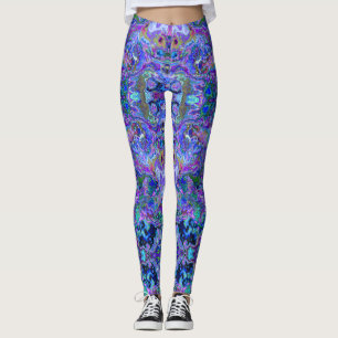 Legging O pavão roxo, o azul e o verde marmorearam o olha