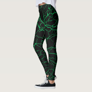 Legging O relâmpago verde, teste padrão dos parafusos,