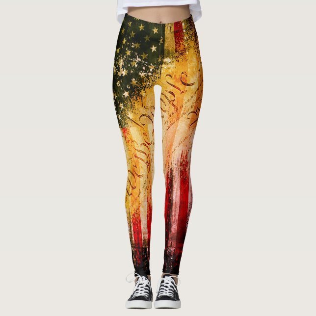 Legging O Retro Rock WE A Bandeira PESSOAS Americana (Frente)