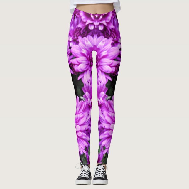 Legging O roxo floresce caneleiras (Frente)