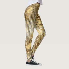 Legging O sequin dourado sparkling brilhante brilha bola