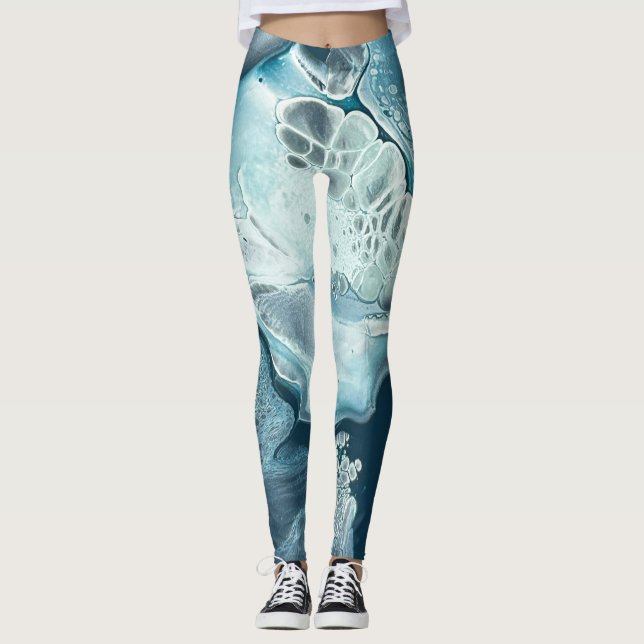 Legging O spray do oceano em tons de azul-turquesa (Frente)