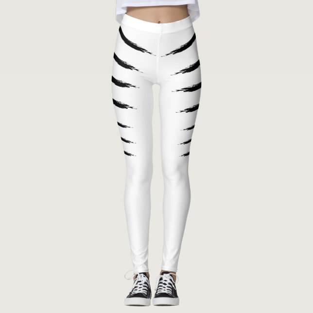 Legging O tigre branco listra caneleiras (Frente)
