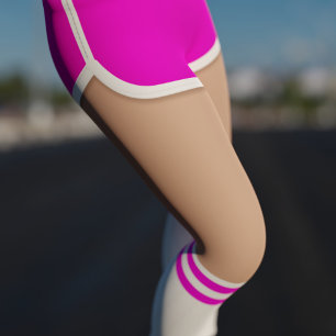 Legging O tubo curto retro do rosa quente golpeia