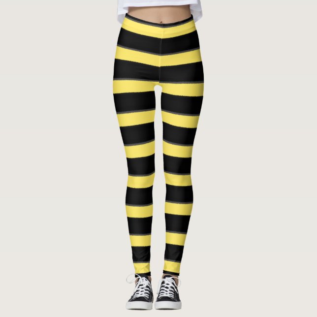 Legging O zangão inspirou teste padrão preto/amarelo das (Frente)