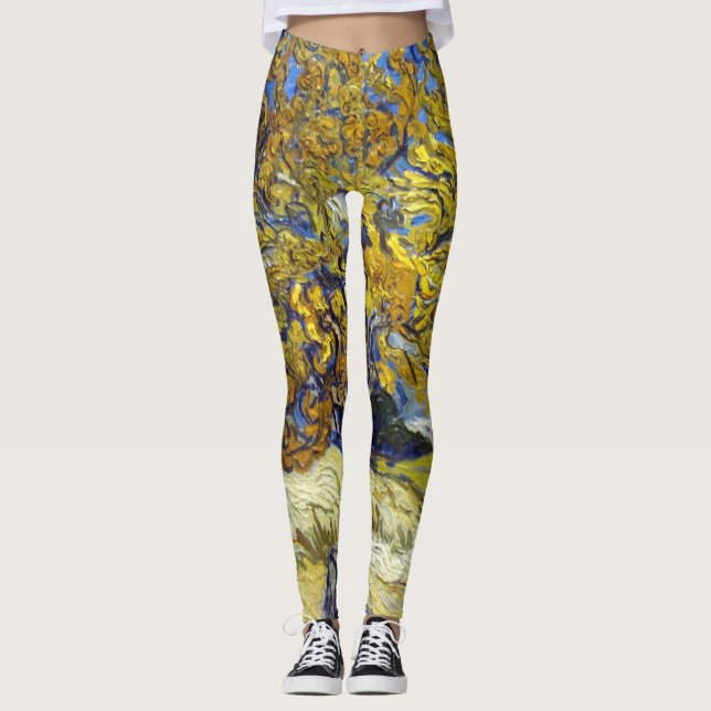 Legging Obra-Prima da Arte da Amoreira de Van Gogh (Frente)