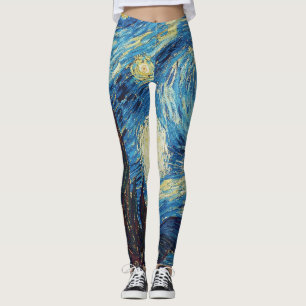 Legging Obra-Prima Vintage Azul Noite Estrelada de Van Gog