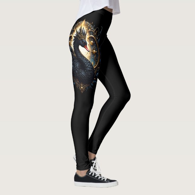 Legging Obsidian Swan of Silent Grace – Dark Fantasy  (Direita)