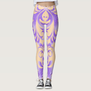 Legging Oceanic Bloom: Harmonia de Ondas Roxas / Arte Na m