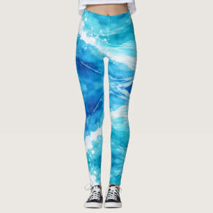 Legging Oceano Azul Abstrato